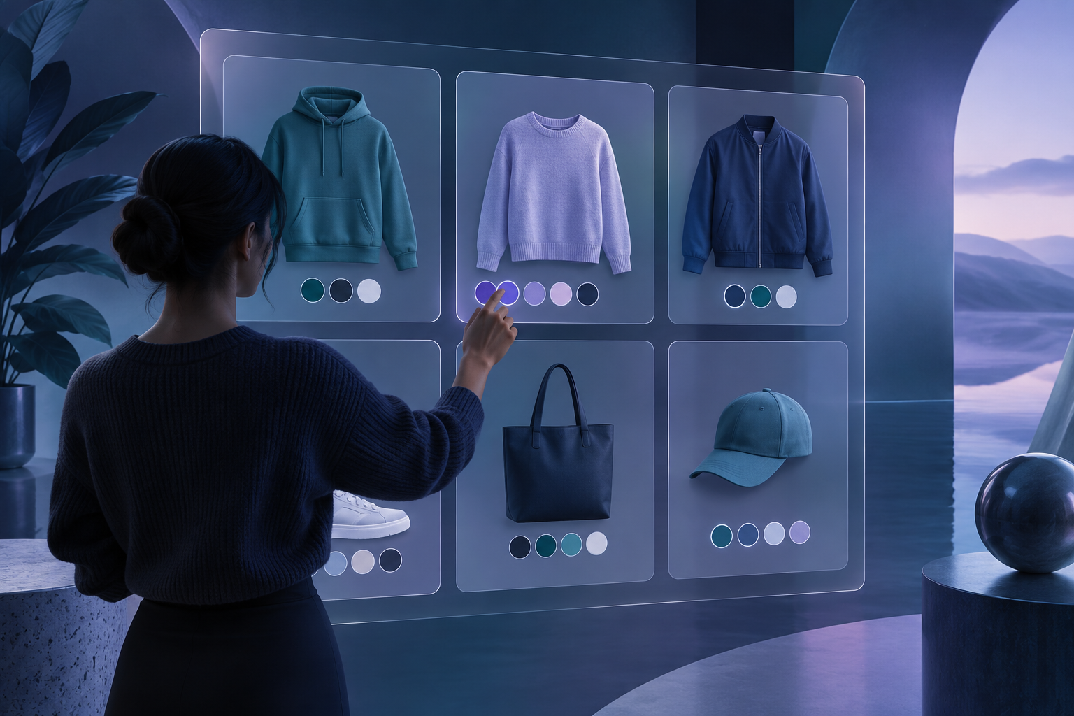 Collection cards using compact swatches to help shoppers choose before opening a page