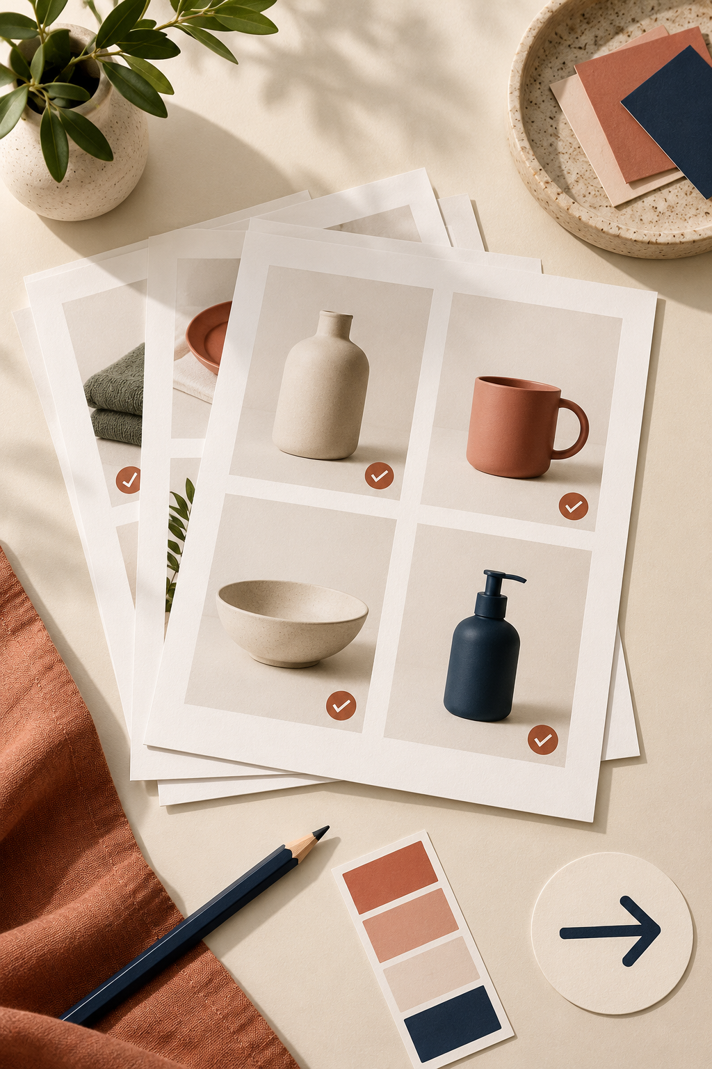 Product image proof sheets arranged for an export quality check
